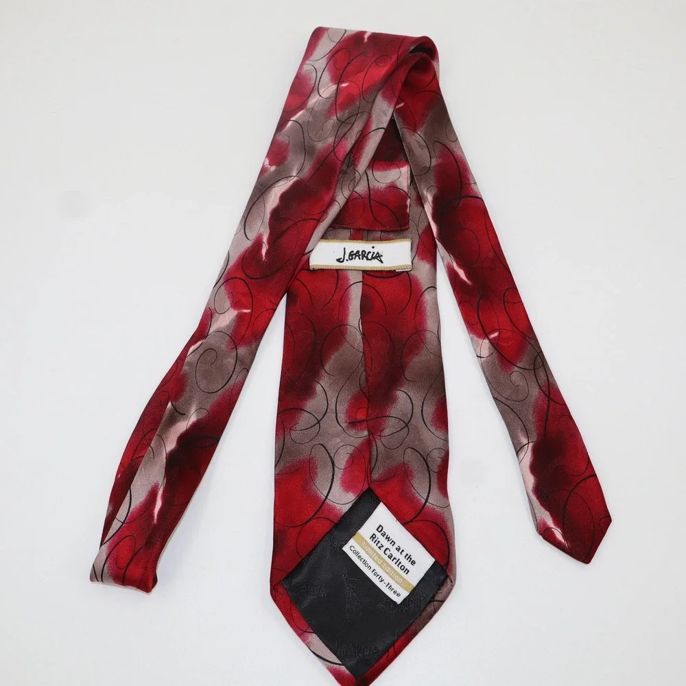 J. Garcia Silk Tie Mens One Size Red Grey Dawn at the Ritz‎ Collection 43 LE